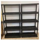 Two Black Plastic Shelving Units