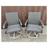 Pair of Sunvilla Outdoor Wicker Swivel Rocking Chairs