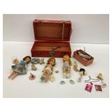 Vintage Dolls and Accessories with Travel Trunk