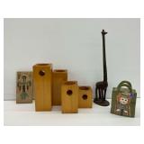 Collectibles - Sand Art, Giraffe, Wooden Blocks, and Bella Casa Vase