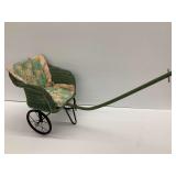 Antique Wicker Doll Carriage with Quilted Seat
