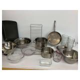 Assortment of Kitchen Cookware & Glassware