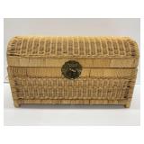 Wicker Storage Trunk with Metal Clasp... one side handle broken/missing