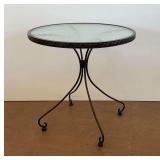 Glass Top Round Patio Table with Metal Base