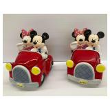Set of Houston Harvest Disney Mickey & Minnie Car Cookie Jars