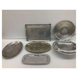 Various Serving Trays and Bowl: Towle and Cromwell Hand Wrought Aluminum