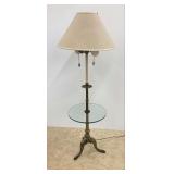 Two-Bulb Floor Lamp with Glass Table Surround... works