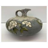 Hand-Painted Floral Ceramic Vase with Handle