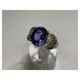 Sterling Silver and 12K Gold Amethyst Ring...Size 9