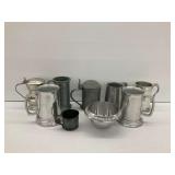 Pewter Tankards, Mugs, Bowl - Assorted Lot of 9