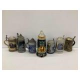 Group of German Beer Steins with Pewter Lids
