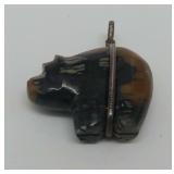 Zuni Carved Stone Bear Pendant with Sterling Silver Setting