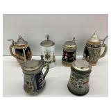 Six German Beer Steins