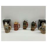 Five Decorative Beer Steins by Avon, Anheuser Busch, and Others
