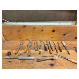 Collection of Woodworking Chisels and Tools