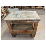 Wooden Rolling Table on Casters ... 36 x 38 x 26