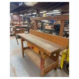 Wooden Work Bench w/ Vise & Outlet ... 63 x 72 x 27