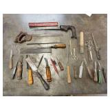 Collection of Woodworking Hand Tools - Saws, Knives, Chisels, and More