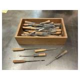 Collection of Hand Tools with Wooden Handles