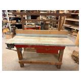 Wooden Work Bench w/ Vise & Outlet ... 65 x 72 x 30 inches