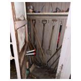 Cabinet w/ Assorted Yard Tools & Lawn Decor