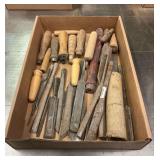 Box of Assorted Woodworking and Metalworking Tools