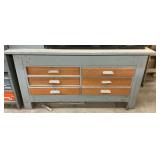 Wooden Storage Cabinet with contents  ... 33 x 66 x 41