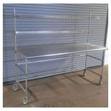 Stainless Steel Rolling Table w/ Backsplash ... 63 x 72 x 30 Inches