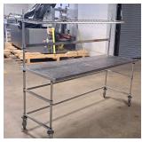 Stainless Steel Rolling Table w/ Backsplash ... 63 x 72 x 30 Inches