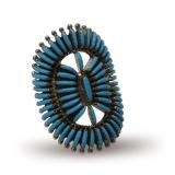 Zuni Sterling Silver and Turquoise Petit Point Ring...size 7.5