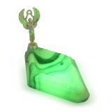 Green Swirl Glass Ashtray with Angel Figure