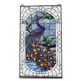 Contemporary Stained Glass Peacock Window Panel