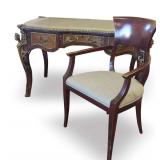 Ornate Wooden Desk and Chair