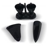 Vintage Black Glassware... Two Wall Pockets and Creamer/Sugar Set with Base