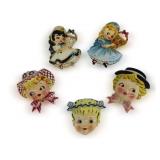 Five Vintage Ucagco and Lefton Girl Wall Hanging Plaques