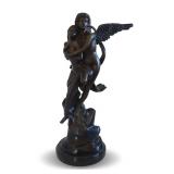 Elegant Bronze Sculpture of Cupid and Psyche