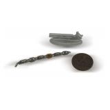 Industrial Advertising Paperweight, 1933-1934 Century of Progress Elephant Design Bracelet, and a Century of Progress Commemorative