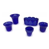 Akro Agate Cobalt Blue Glassware Assortment