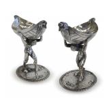 Pair of 900 Silver Atlas Salt Cellars