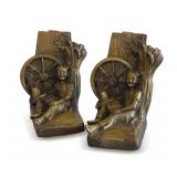 Pair of Mid Century Tom Sawyer/Huck Finn Bronze Finish Bookends