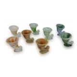 Eight Vintage Akro Agate Cornucopias