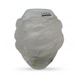 Lalique France Frosted Crystal Vase with Fish Motif