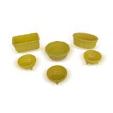 Six Yellow Ceramic Planters/Dishes - Made in USA