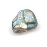 Native American Zuni Sterling Silver and Opal Inlay Ring