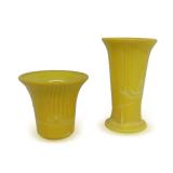 Two Vintage Yellow Vases - Made in USA