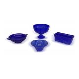 Four Blue Indiana Glass Bowls Made in USA