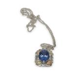 12K Gold & Sterling Silver Necklace with Blue Amethyst Pendant