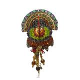 Spectacular Turkey Gobbler Pendant Brooch Pin "Lunch at the Ritz" Necklace