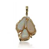 14K Gold, Opal, and Diamond Pendant