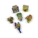 Six Bird Themed Wall Pockets - Made in Japan and Czechoslovakia